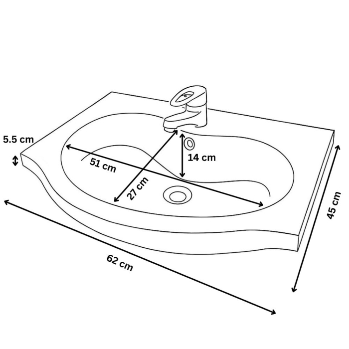 Baza si lavoar ceramic eco GN0051, 2 usi, cu picioare reglabile, balamale soft close, 60 cm, alb [6]