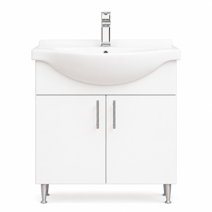 Baza si lavoar ceramic eco GN0051, 2 usi, cu picioare reglabile, balamale soft close, 70 cm, alb [2]