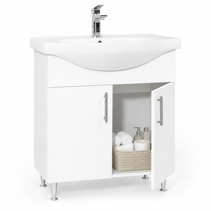 Baza si lavoar ceramic eco GN0051, 2 usi, cu picioare reglabile, balamale soft close, 70 cm, alb [3]