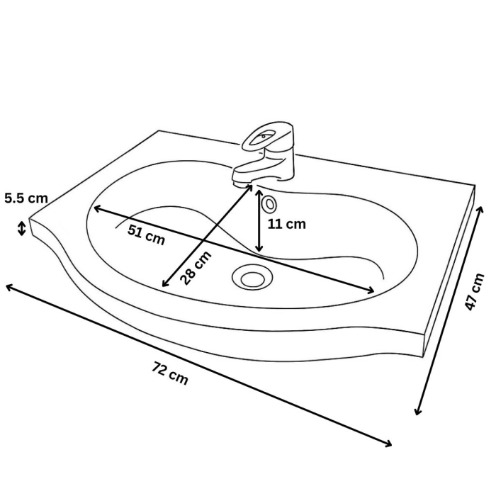 Baza si lavoar ceramic eco GN0051, 2 usi, cu picioare reglabile, balamale soft close, 70 cm, alb [7]