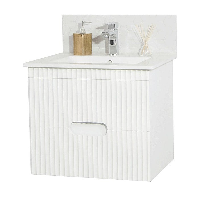 Baza si lavoar ceramic GN0091, mobilier baie suspendat 70 cm, dreptunghiular, front MDF, sertare soft close, alb [5]
