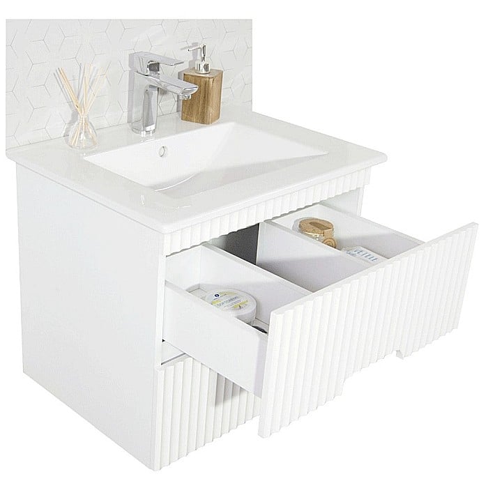 Baza si lavoar ceramic GN0091, mobilier baie suspendat 70 cm, dreptunghiular, front MDF, sertare soft close, alb [4]