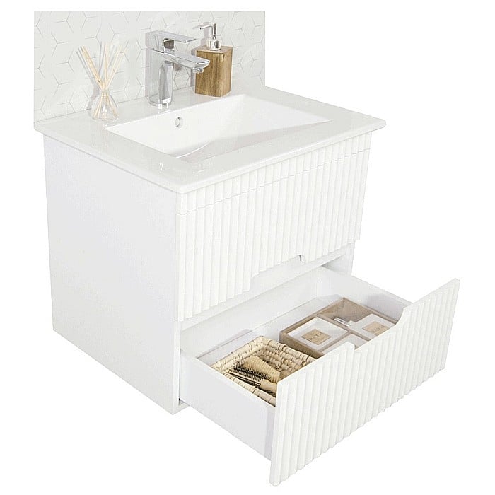 Baza si lavoar ceramic GN0091, mobilier baie suspendat 70 cm, dreptunghiular, front MDF, sertare soft close, alb [3]