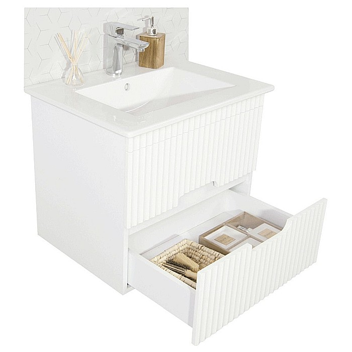 Baza si lavoar ceramic GN0091, mobilier baie suspendat 80 cm, dreptunghiular, front MDF, sertare soft close, alb [8]
