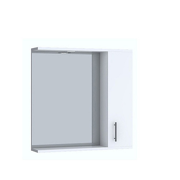 Baza si lavoar ceramic GN0541 cu oglinda dulap GN0201, mobilier baie stativ 60 cm, front MDF, 2 sertare, picioare cromate reglabile, LED, alb [4]