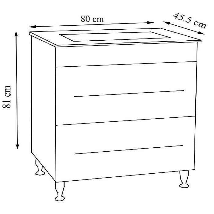 Baza si lavoar ceramic GN0541, mobilier baie 80 cm, 2 sertare front MDF, glisiere soft close, picioare cromate reglabile, alb [6]