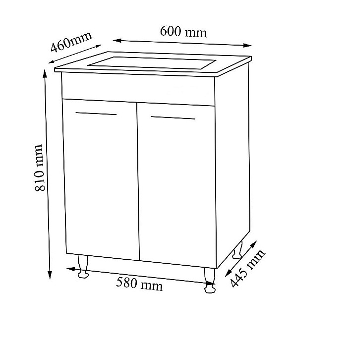 Baza si lavoar ceramic GN0541, mobilier baie stativ 60 cm, front MDF, 2 usi, 2 rafturi, balamale soft close, picioare cromate reglabile, alb [5]