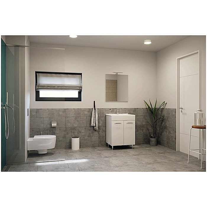 Baza si lavoar ceramic GN0541, mobilier baie stativ 60 cm, front MDF, 2 usi, 2 rafturi, balamale soft close, picioare cromate reglabile, alb [6]