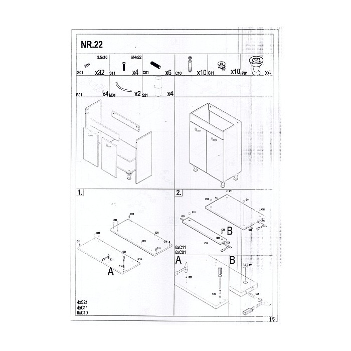 Baza si lavoar ceramic GN0541, mobilier baie stativ 60 cm, front MDF, 2 usi, 2 rafturi, balamale soft close, picioare cromate reglabile, alb [7]