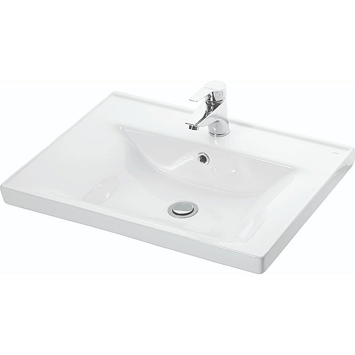 Baza si lavoar ceramic GN0541, mobilier baie suspendat 70 cm, front MDF, 2 sertare, glisiere soft close, alb [4]