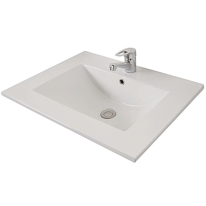 Baza si lavoar ceramic GN0561, mobilier baie stativ 60 cm, dreptunghiular, front MDF, 2 sertare, glisiere soft close, picioare cromate reglabile, alb/antracit [6]