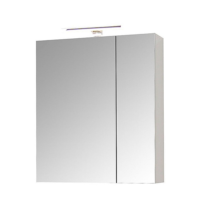 Baza si lavoar ceramic GN0971 cu dulap oglinda Celine, mobilier baie suspendat 60 cm, front MDF, 2 sertare, glisiere soft close, iluminare LED, alb [4]
