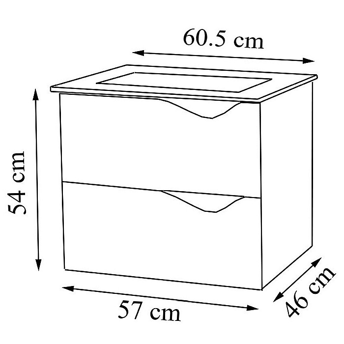 Baza si lavoar ceramic GN0971 cu dulap oglinda Celine, mobilier baie suspendat 60 cm, front MDF, 2 sertare, glisiere soft close, iluminare LED, alb [6]