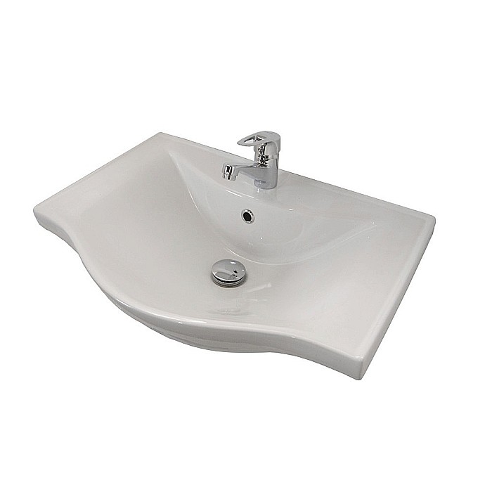 Baza si lavoar ceramic GN1531, mobilier baie stativ 55 cm, front MDF, 2 usi, 2 sertare, balamale soft close, picioare cromate reglabile, alb [3]