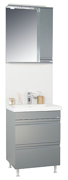 Baza si lavoar ceramic GN7861, mobilier baie suspendat 60 cm, dreptunghiular, front MDF, sertare soft close, antracit [5]