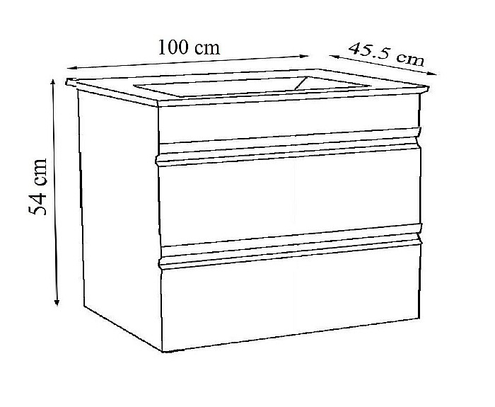 Baza si lavoar ceramic GN7861, mobilier baie suspendat 100 cm, dreptunghiular, front MDF, sertare soft close, alb [5]