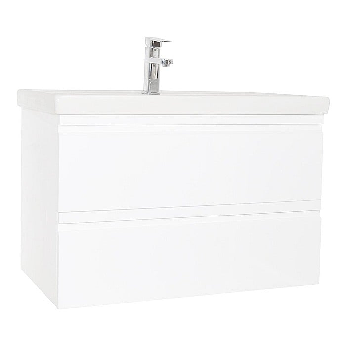 Baza si lavoar ceramic GN7861, mobilier baie suspendat 100 cm, dreptunghiular, front MDF, sertare soft close, alb [2]