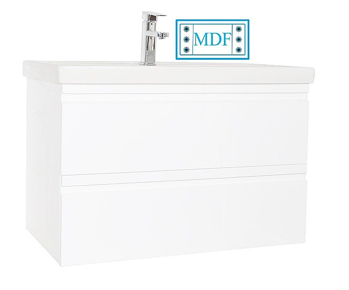 Baza si lavoar ceramic GN7861, mobilier baie suspendat 100 cm, dreptunghiular, front MDF, sertare soft close, alb [3]