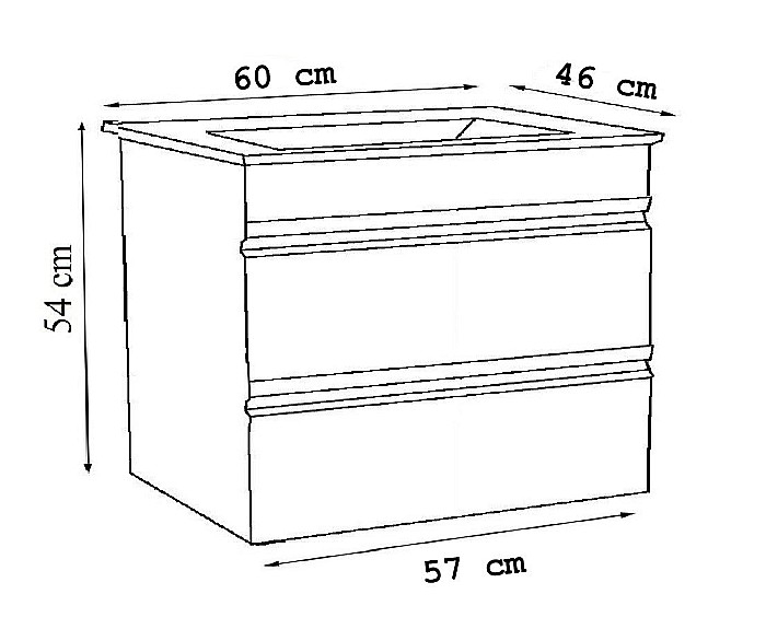 Baza si lavoar ceramic GN7861, mobilier baie suspendat 60 cm, dreptunghiular, front MDF, sertare soft close, antracit [8]