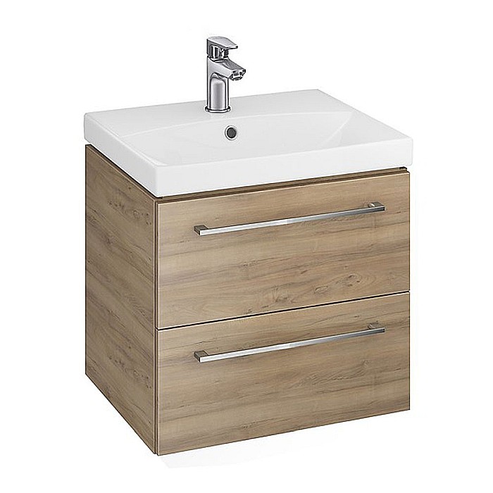 Baza si lavoar CS8351 - 50 cm, suspendat, sertare, nuc [2]