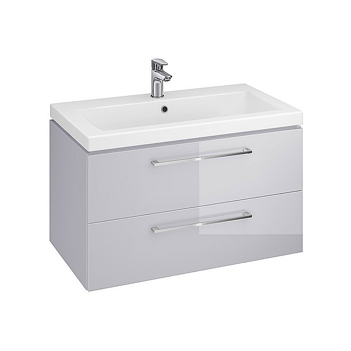 Baza si lavoar CSA481 - 80 cm, suspendat, sertare, gri [2]
