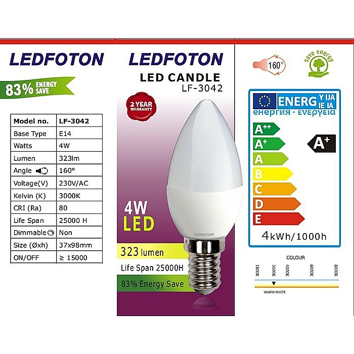 Bec cu led 4W E14 Lumina calda LF 3042 [2]