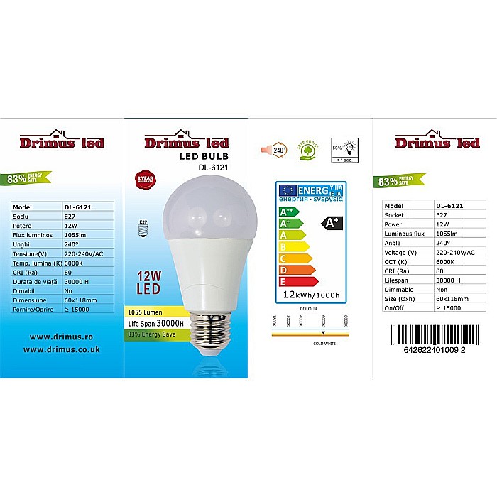 Bec LED 12W Lumina rece DL 6121 [2]