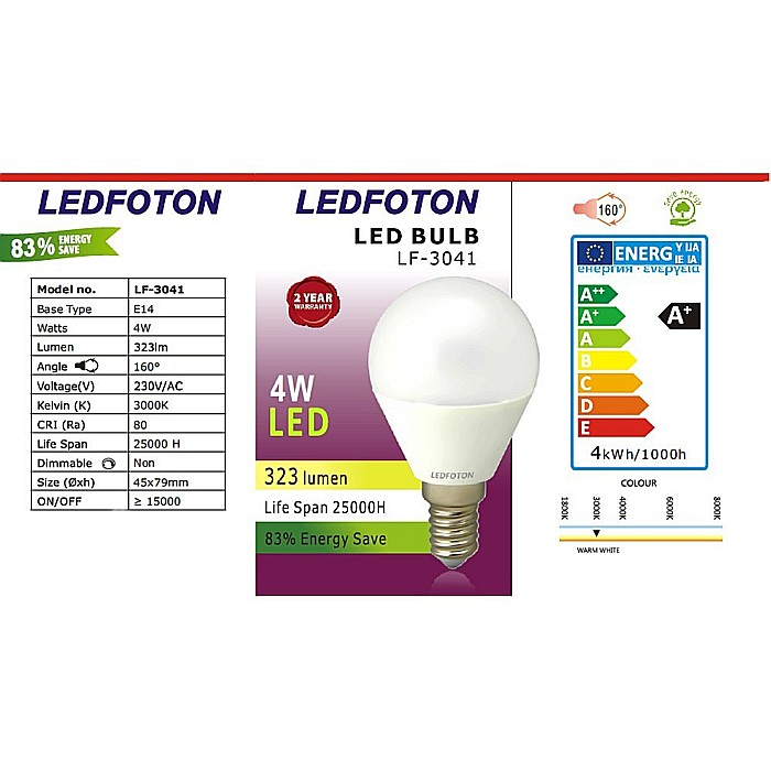 Becuri Led E14 4W Lumina calda DLF 3041 [2]