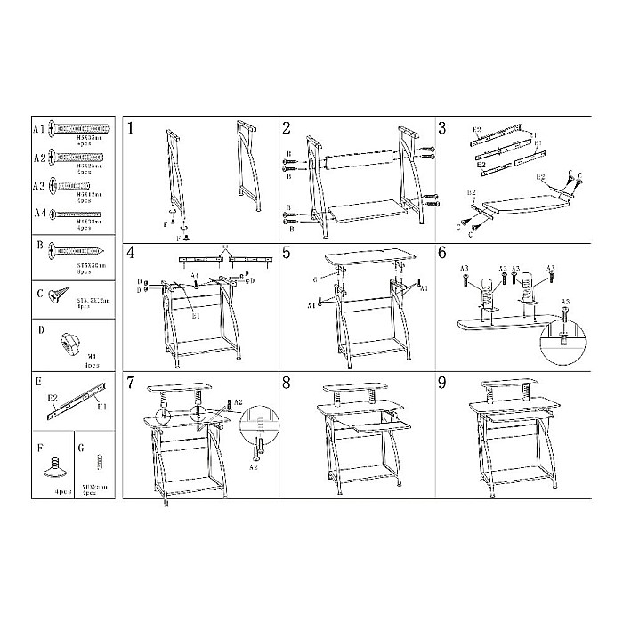 Birou calculator SL B07, polita glisanta tastatura, rafturi, structura metalica, MDF, 74x55x95 cm, maro inchis [3]