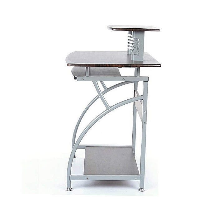 Birou calculator SL B07, polita glisanta tastatura, rafturi, structura metalica, MDF, 74x55x95 cm, maro inchis [5]