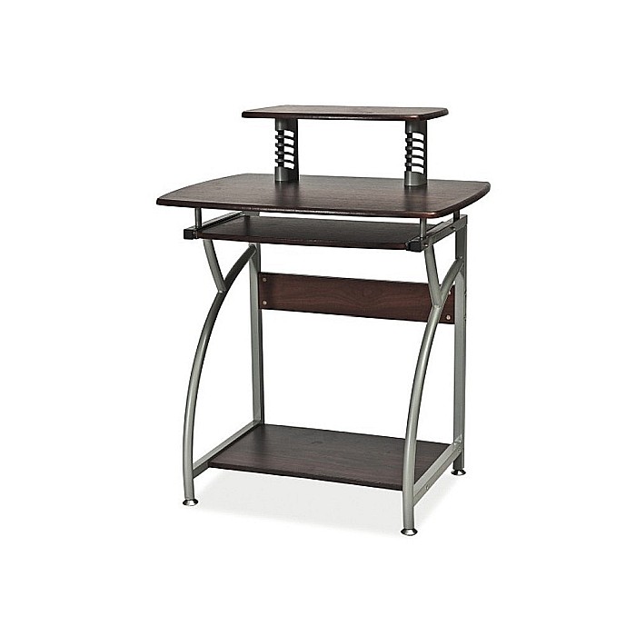 Birou calculator SL B07, polita glisanta tastatura, rafturi, structura metalica, MDF, 74x55x95 cm, maro inchis [2]