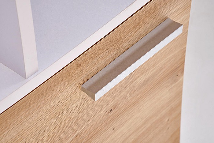 Birou cu spatii depozitare HM Miso, blat PAL, cu rafturi, organizator, design modern, alb/stejar artizanal [8]