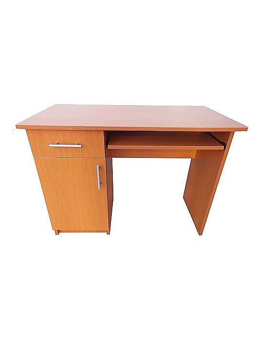 Birou cu spatiu depozitare pentru scolari, Pal Melaminat, sertar, 2 rafturi, polita glisanta tastatura, 100x52x76 cm, fag [1]