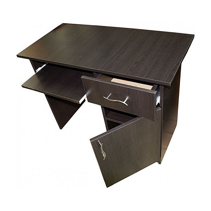 Birou cu spatiu depozitare pentru scolari, Pal Melaminat, sertar, 2 rafturi, polita glisanta tastatura, 100x52x76 cm, wenge [2]