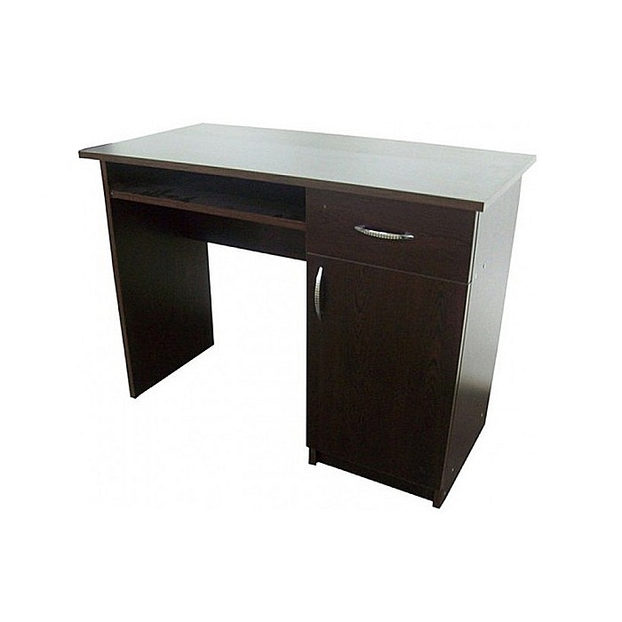 Birou cu spatiu depozitare pentru scolari, Pal Melaminat, sertar, 2 rafturi, polita glisanta tastatura, 100x52x76 cm, wenge [1]