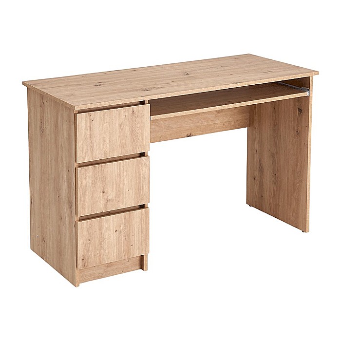 Birou cu suport glisant tastatura HM Cino, blat PAL, sertare, organizare office, design modern, stejar artizanal [2]