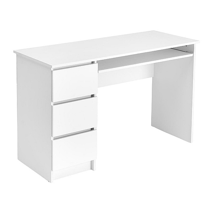Birou cu suport glisant tastatura HM Cino, blat PAL, sertare, organizare office, design modern, alb [3]