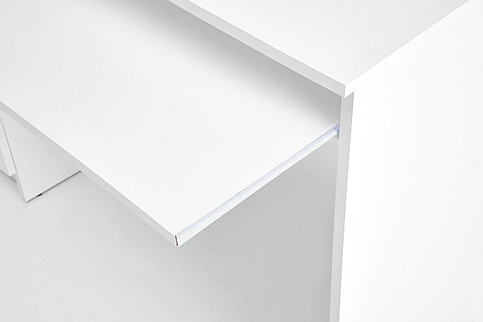 Birou cu suport glisant tastatura HM Cino, blat PAL, sertare, organizare office, design modern, alb [5]