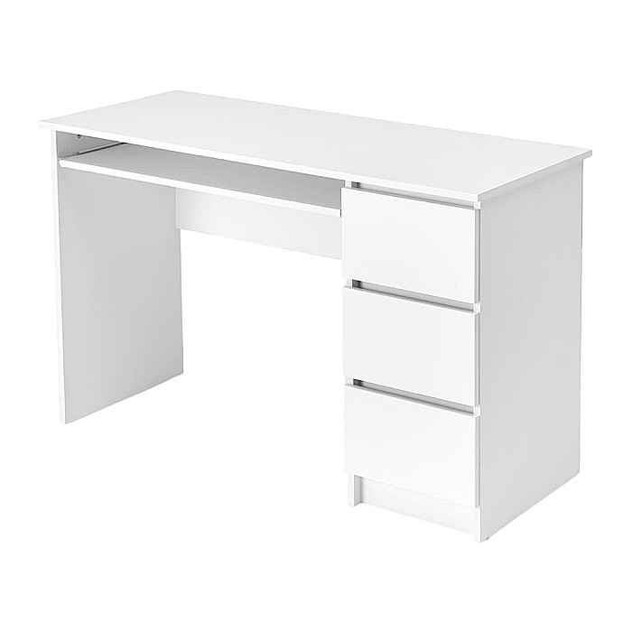 Birou cu suport glisant tastatura HM Cino, blat PAL, sertare, organizare office, design modern, alb [11]