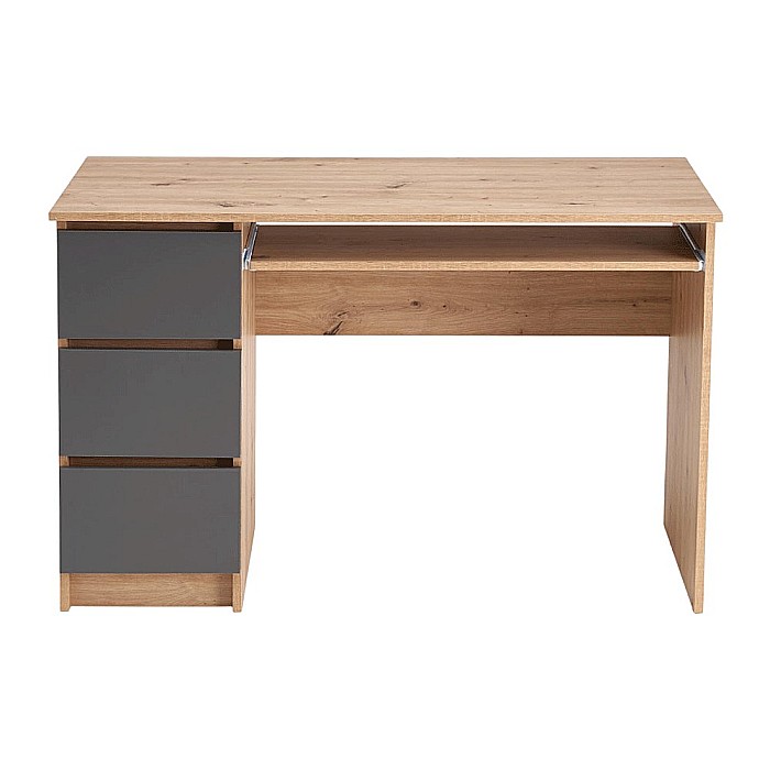 Birou cu suport glisant tastatura HM Cino, blat PAL, sertare, organizare office, design modern, stejar artizanal/antracit [5]