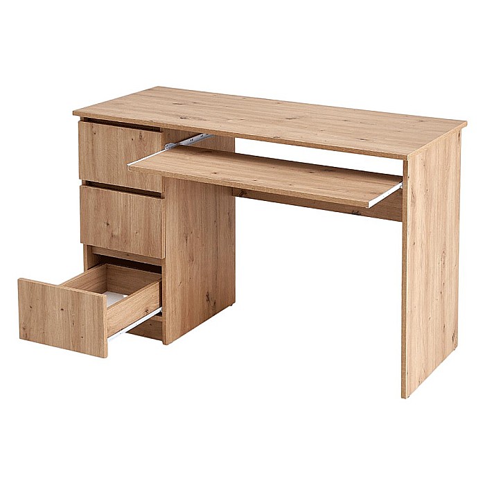 Birou cu suport glisant tastatura HM Cino, blat PAL, sertare, organizare office, design modern, stejar artizanal [3]