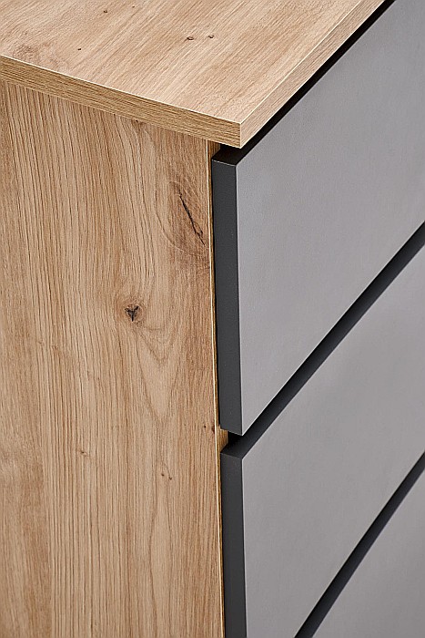 Birou cu suport glisant tastatura HM Cino, blat PAL, sertare, organizare office, design modern, stejar artizanal/antracit [9]
