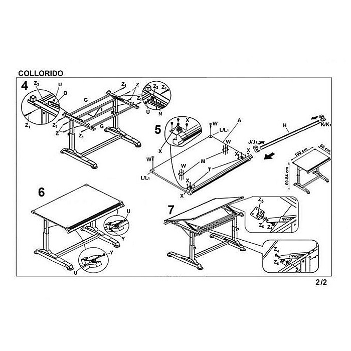 Birou ergonomic pentru copii HM Collorido, inaltime reglabila, unghi inclinare ajustabil, cadru metalic, MDF, 100x66x69-84 cm, alb [11]