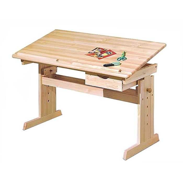 Birou ergonomic pentru copii HM Julia, inaltime reglabila, unghi inclinare ajustabil, lemn, 109x55x63-93 cm, fag [2]