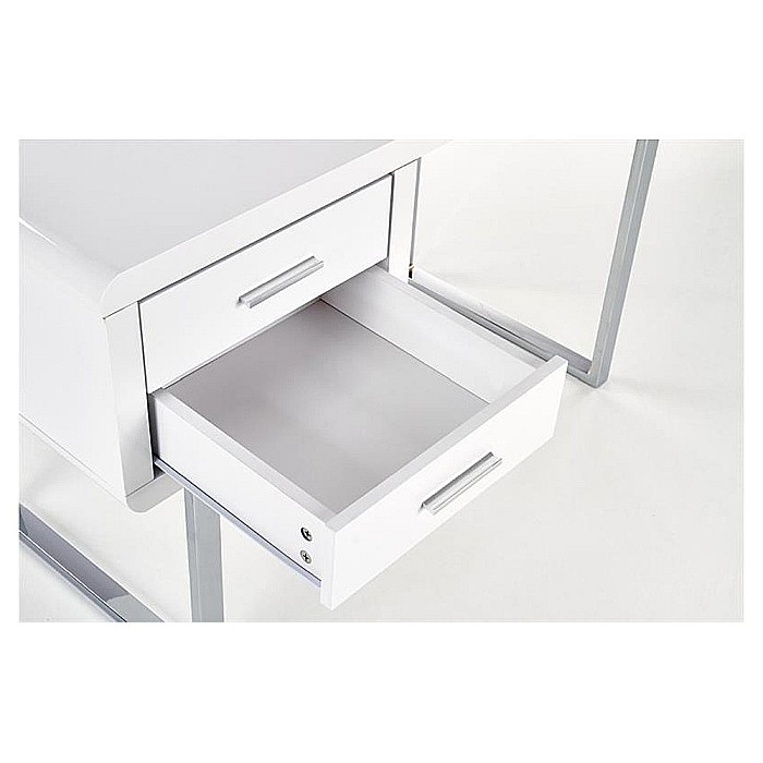 Birou HM B30, MDF lucios, cadru metalic cromat, 2 sertare, 120x55x76 cm, alb [5]