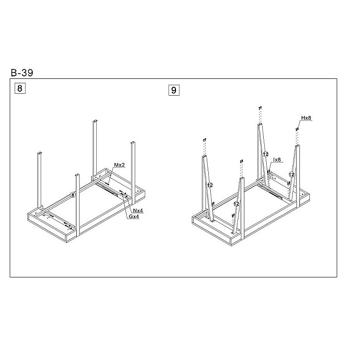 Birou HM B39, cadru metalic, MDF, polita pentru tastatura, 110x55x76 cm, nuc [3]