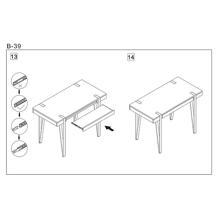 Birou HM B39, cadru metalic, MDF, polita pentru tastatura, 110x55x76 cm, nuc [2]