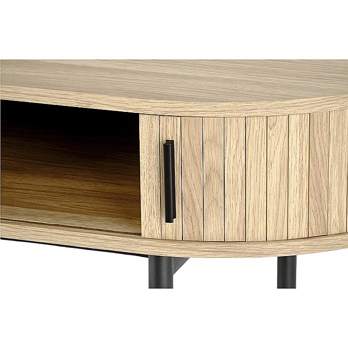 Birou HM B51, blat MDF, cu sertare, circular, design modern, natur/negru [5]
