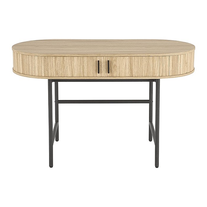 Birou HM B51, blat MDF, cu sertare, circular, design modern, natur/negru [4]