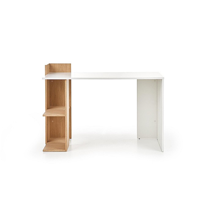Birou HM Fino, 2 rafturi, PAL melaminat, 122x57x85 cm, stejar auriu/alb [7]